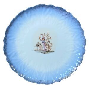 Vintage Blue White Decorative Porcelain Plate 8 Inch Stamped and Numbered
